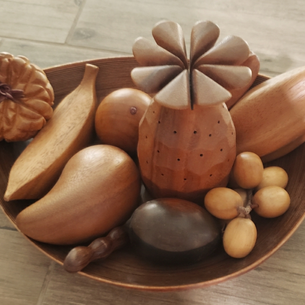 Vintage Hand Carved Fruit Bowl
